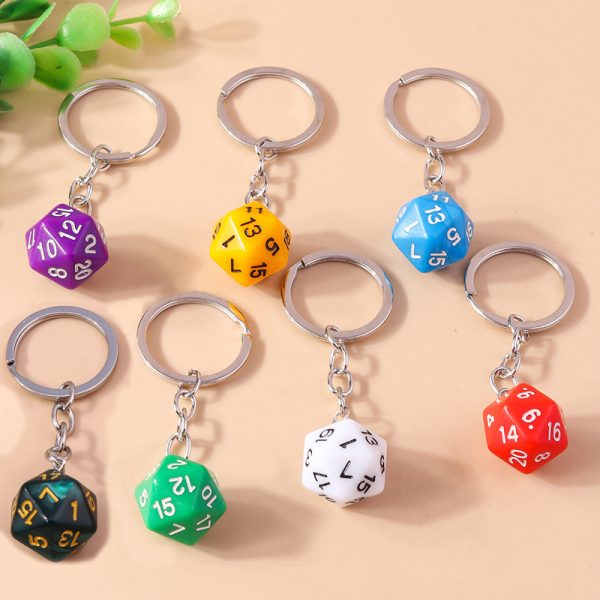 Colorful Multi-sided Dice Fun Pendant Men's Keychain