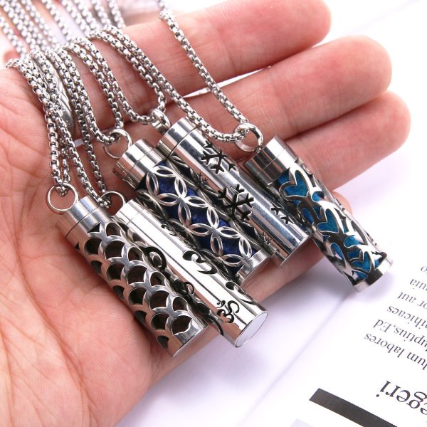 Cylinder Love Aromatherapy Pendant Perfume Essential Oil Stainless Steel Necklace