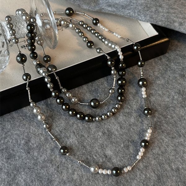 Black Pearl Necklace For Women Light Luxury