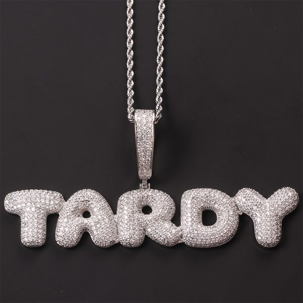 Zircon Bubble English Letter Pendant Combination Necklace