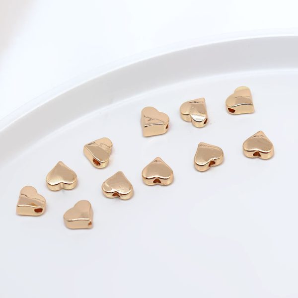 14K Gilded Peach Heart Hole Spacer Beads Diy Handmade Jewelry