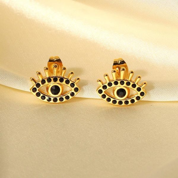 Fashion Retro Black Rhimestone Eye Stud Earrings