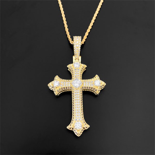 Copper Inlaid 5A Zircon Cross Pendant Necklace Ornament