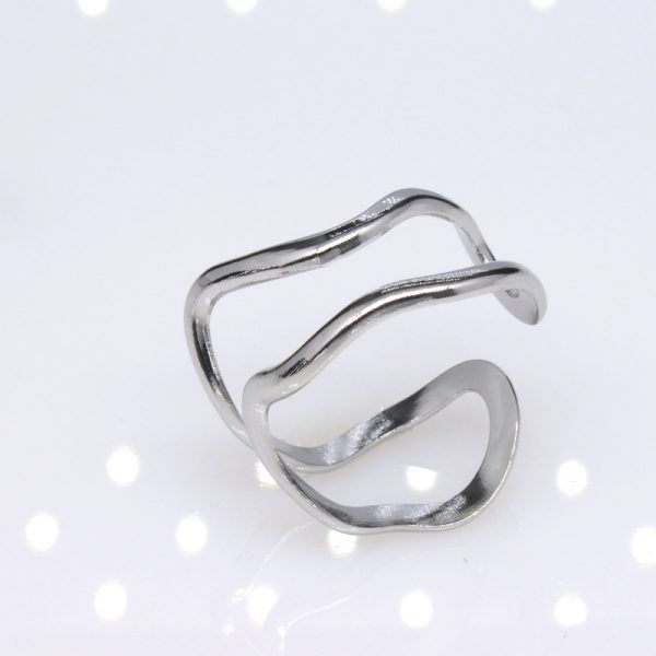 Adjustable Double Line Titanium Vintage Oil Pressure Stainless Steel Ring