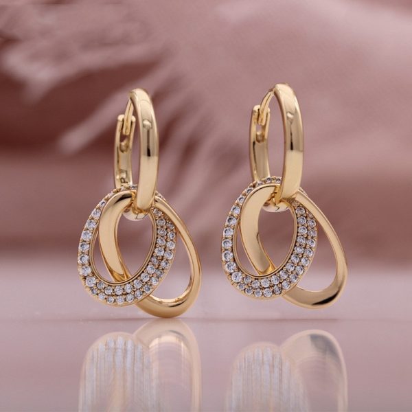 Micro Inlaid Zircon Rose Gold Multi-functional Round Ring Earrings