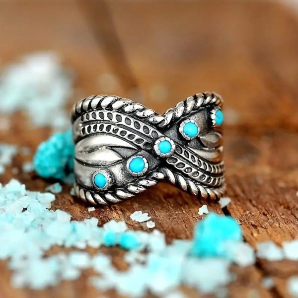 European And American Eight-shaped Turquoise Ring