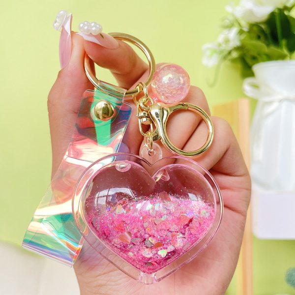 Creative Oil Quicksand Heart Keychain