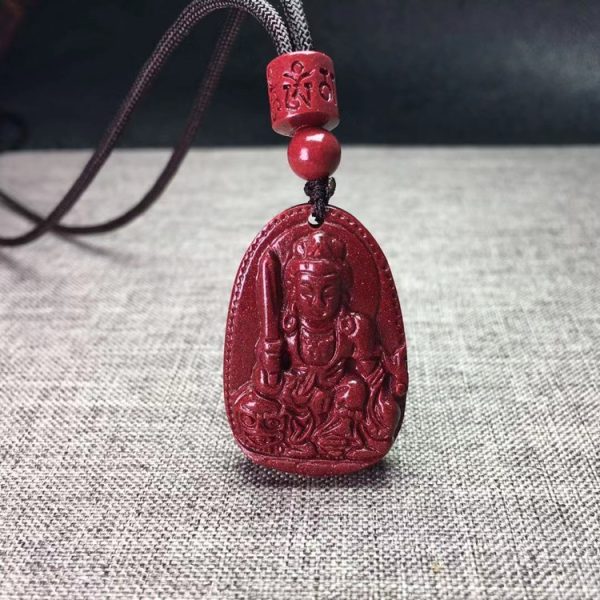 Cinnabar Patron Saint Pendant Natural Purple Gold Sand