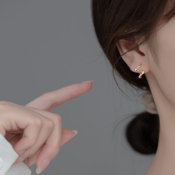 S925 Sterling Silver Ear Clip Wave Pattern Cold Style