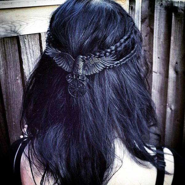 Unique Viking Black Oversized Crow Hair Clip Accessories