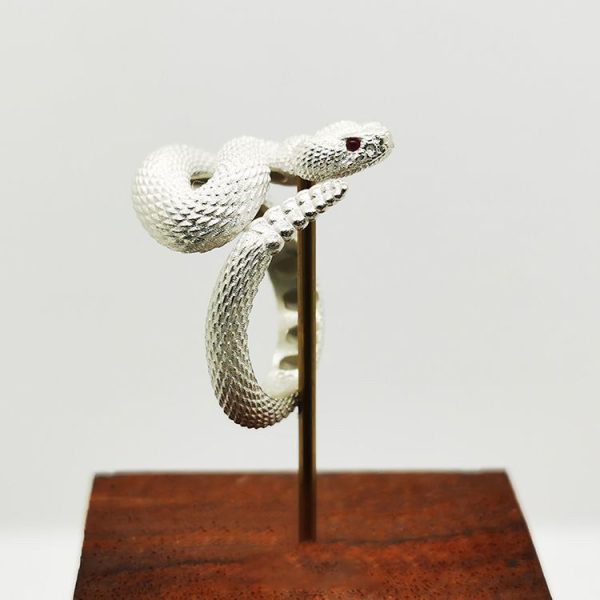 925 Sterling Silver Plated Rattlesnake Trendy Special-interest Design Retro Ins Niche Classic Ring