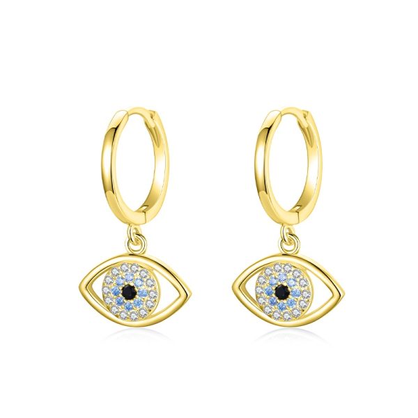 925 Sterling Silver Circle Drop Blue Eye Hypoallergenic Earrings Evil Eye Jewelry